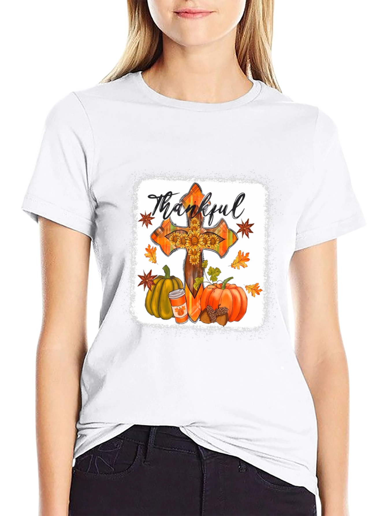 Thankful Cross Fall Graphic T-Shirt