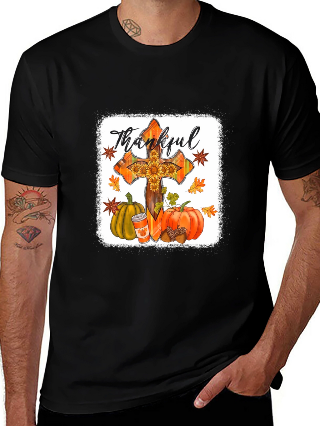 Thankful Cross Fall Graphic T-Shirt