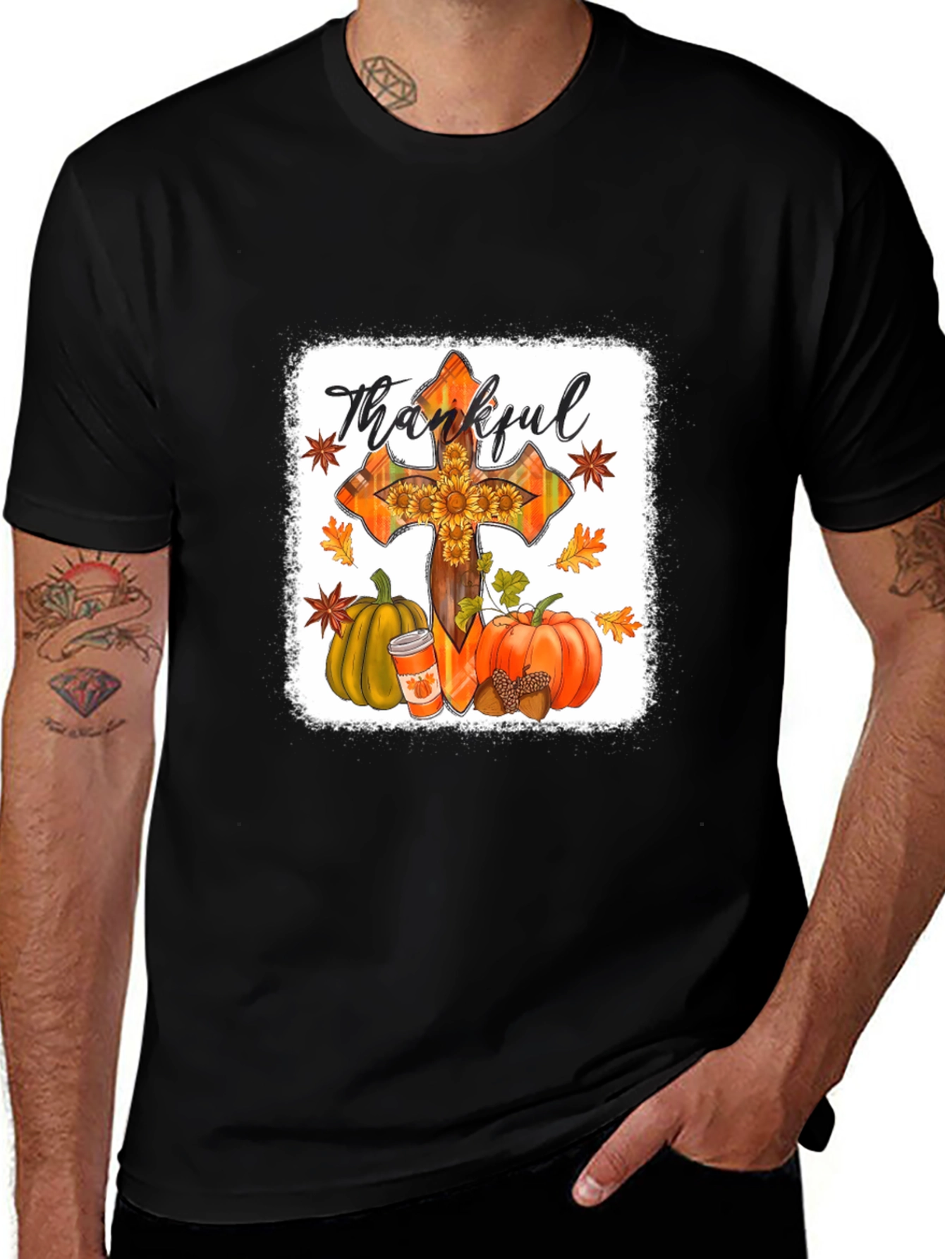 Thankful Cross Fall Graphic T-Shirt