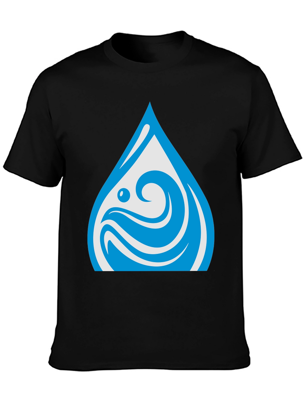Water Drop Graphic Black T-Shirt