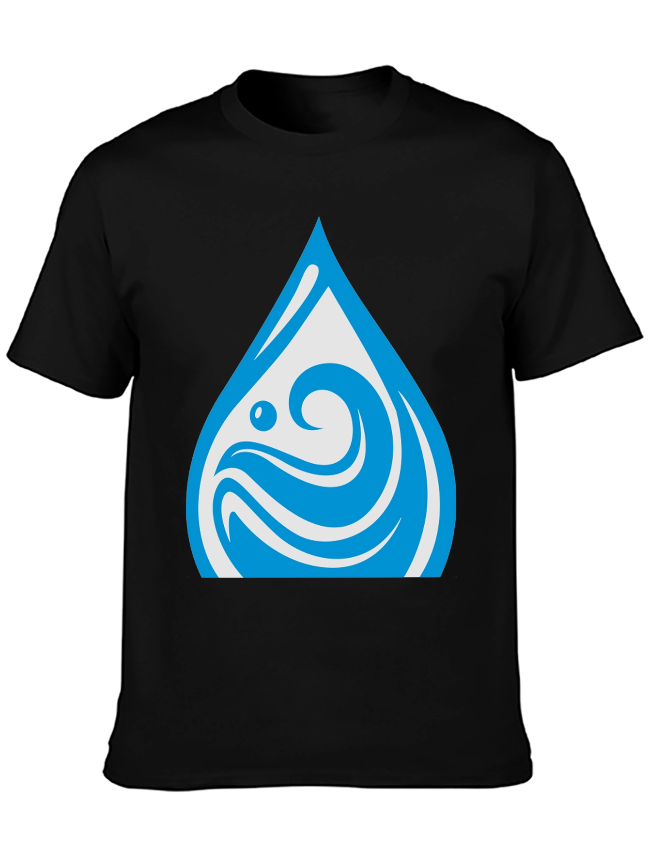 Water Drop Graphic Black T-Shirt