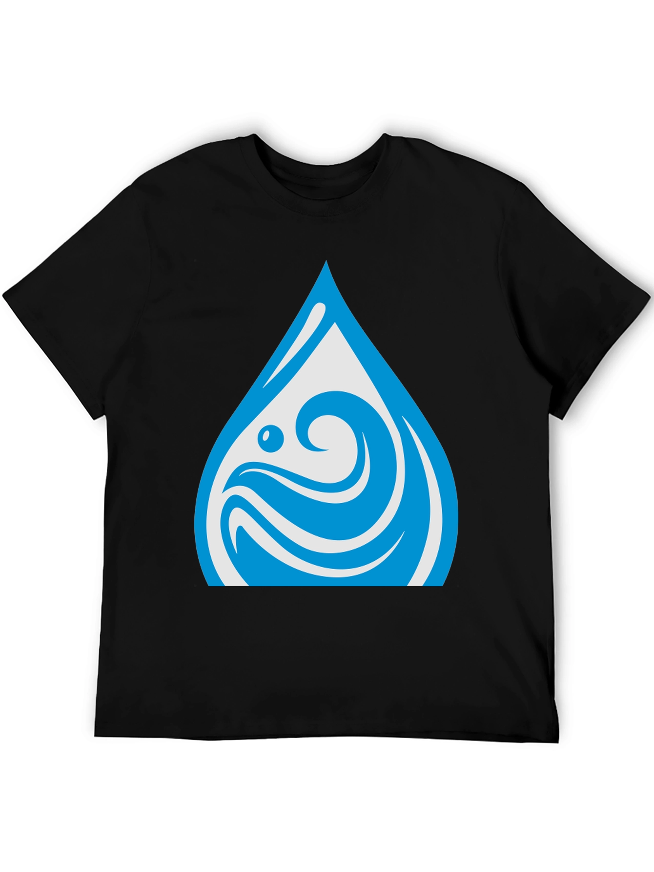 Water Drop Graphic Black T-Shirt