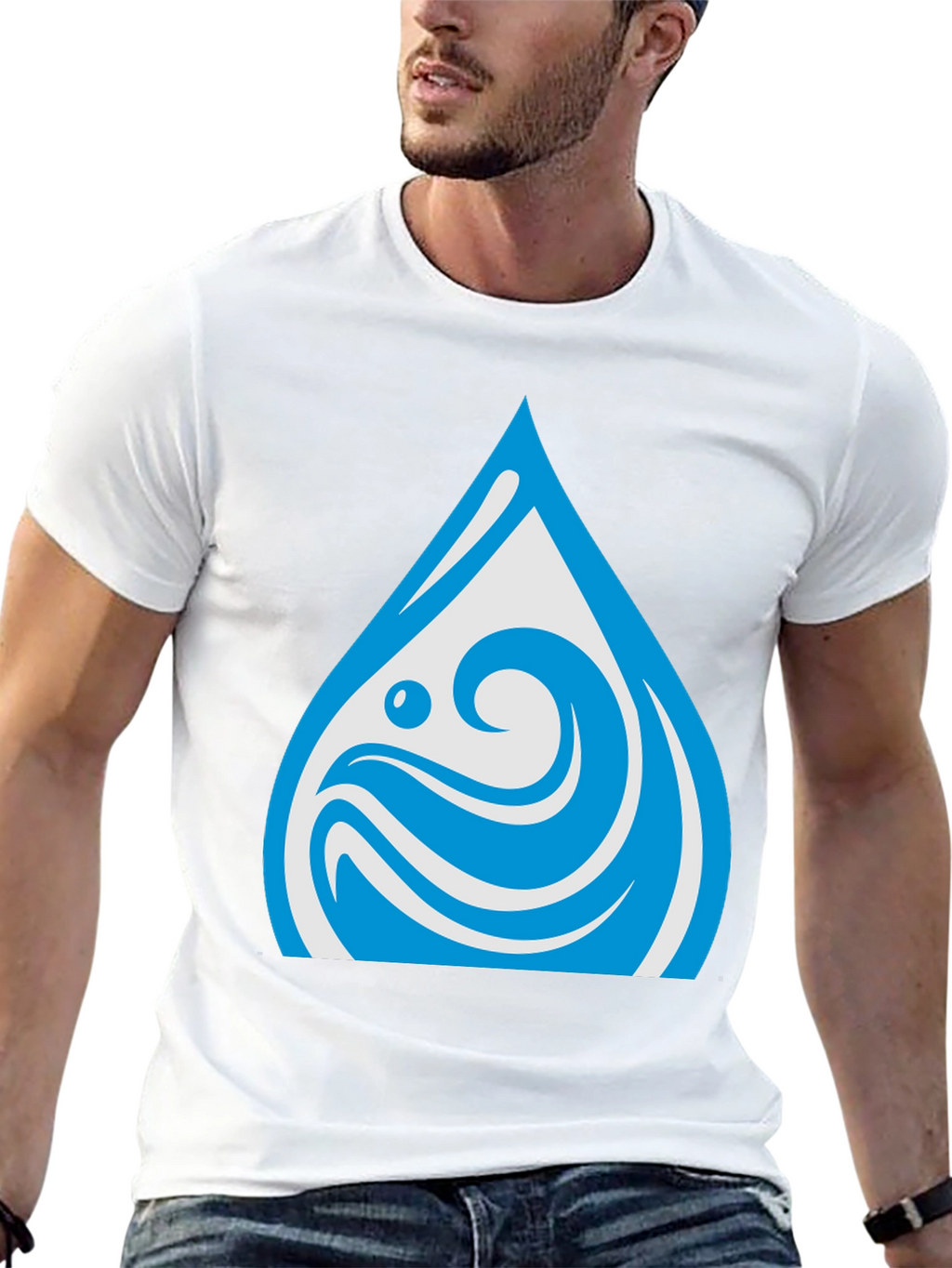 Water Drop Graphic Black T-Shirt