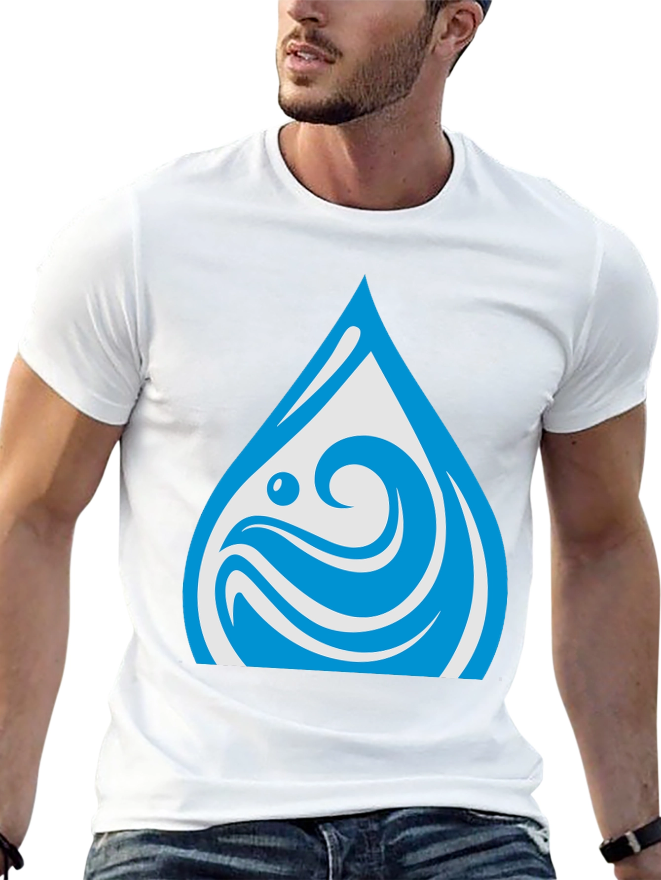 Water Drop Graphic Black T-Shirt