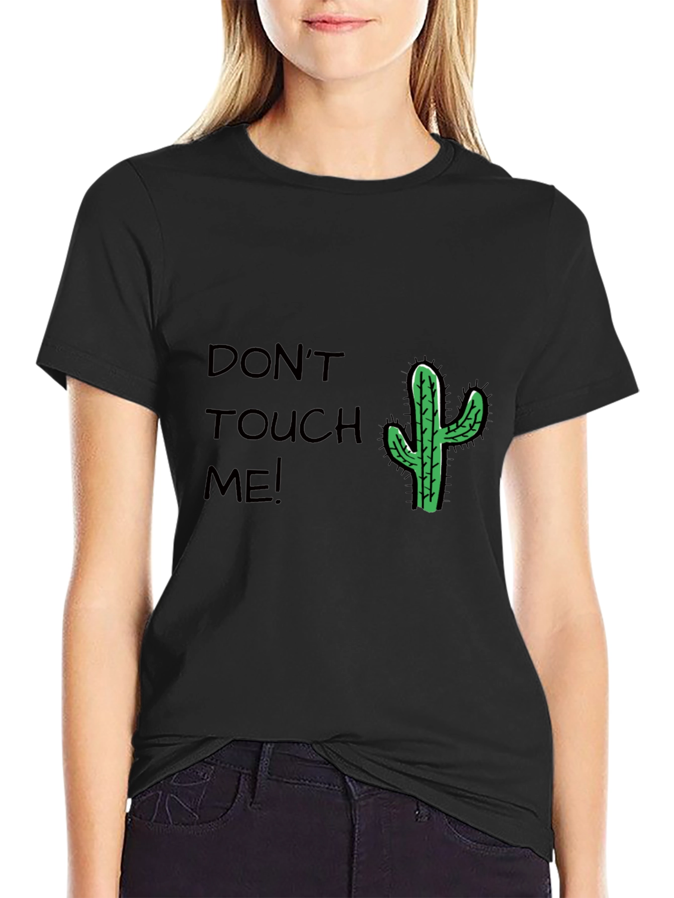 Dont Touch Me Cactus T-Shirt - Black Cotton Tee