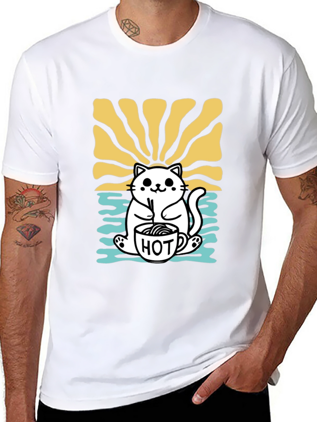 Cute Cat Hot Drink T-Shirt