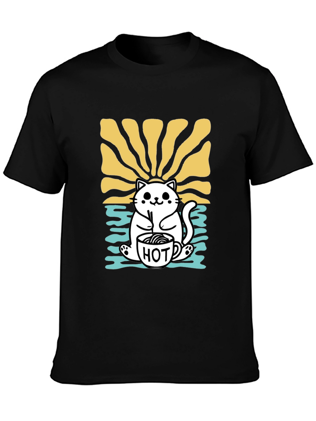 Cute Cat Hot Drink T-Shirt