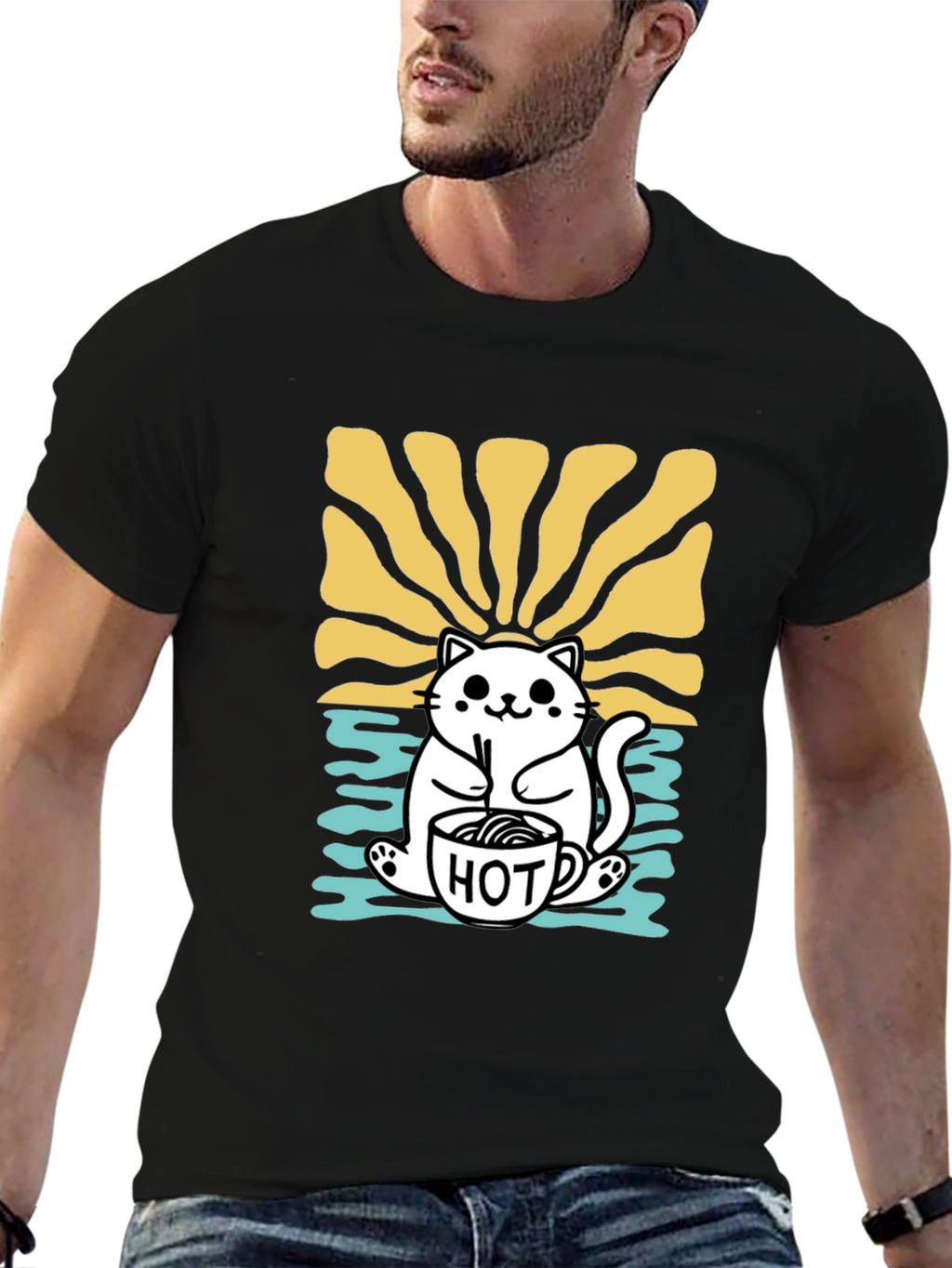 Cute Cat Hot Drink T-Shirt