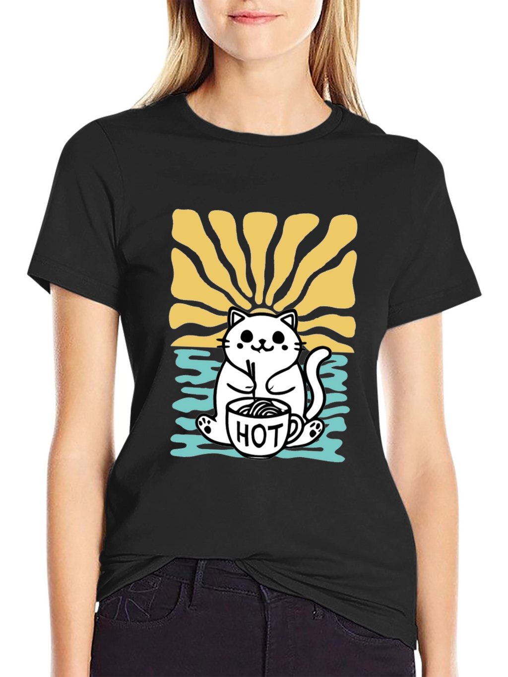 Cute Cat Hot Drink T-Shirt