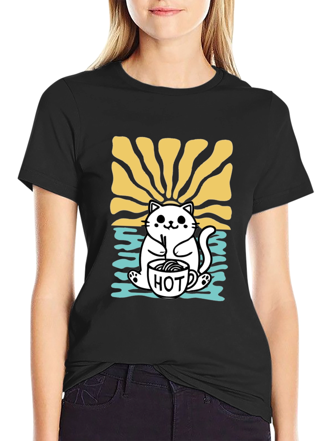 Cute Cat Hot Drink T-Shirt