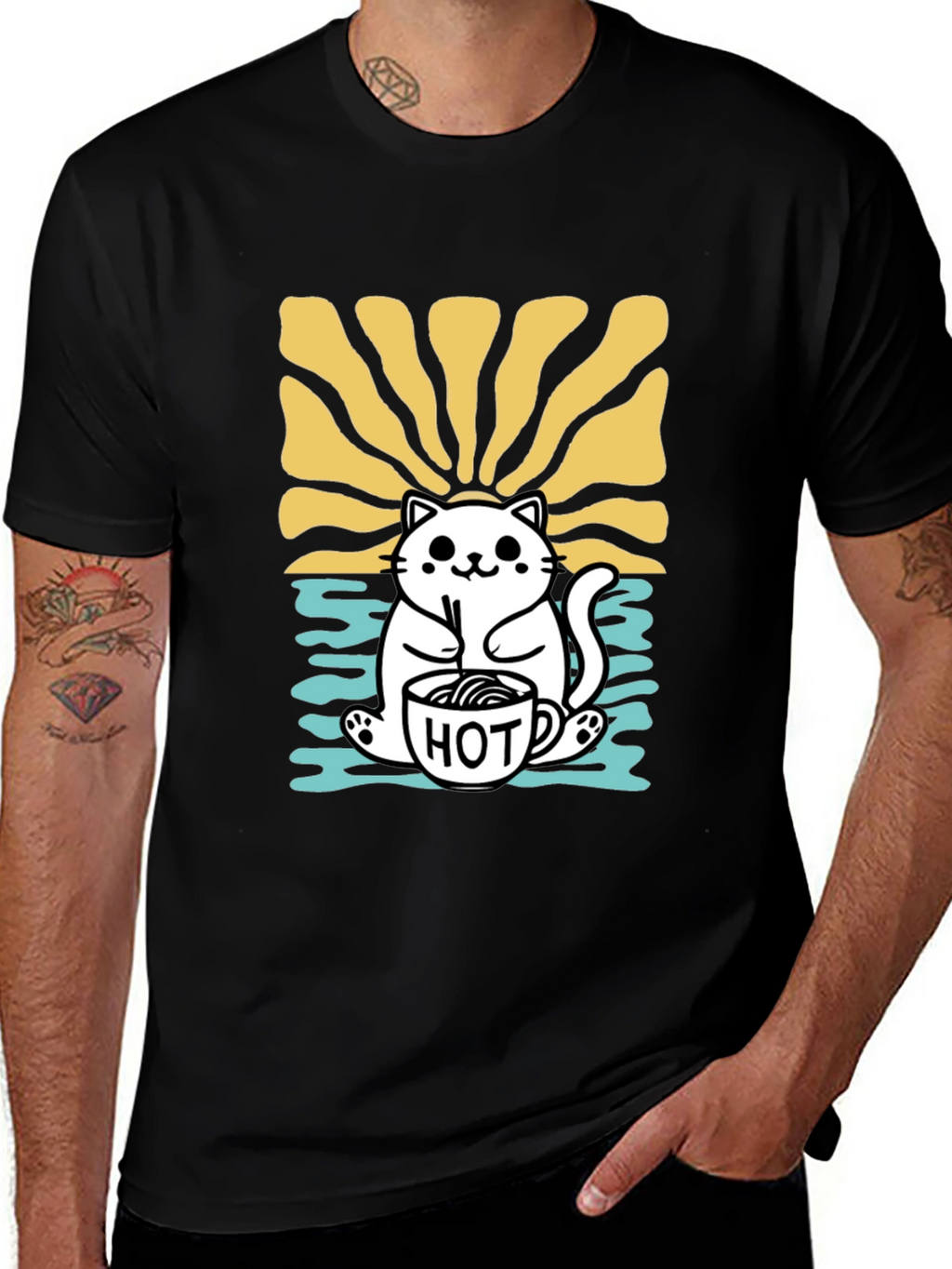Cute Cat Hot Drink T-Shirt