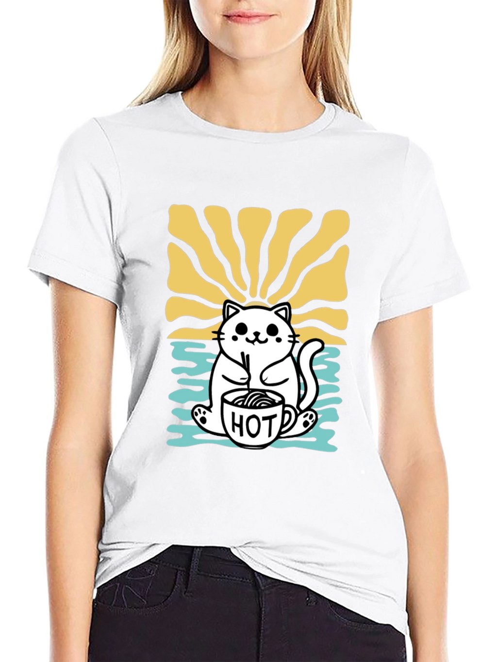 Cute Cat Hot Drink T-Shirt