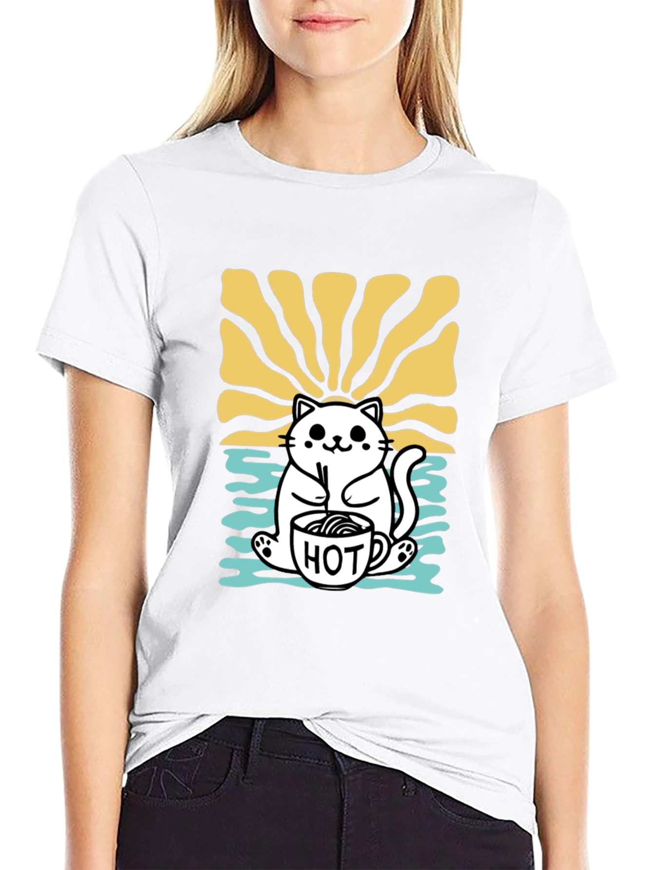 Cute Cat Hot Drink T-Shirt