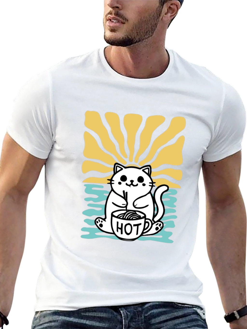 Cute Cat Hot Drink T-Shirt