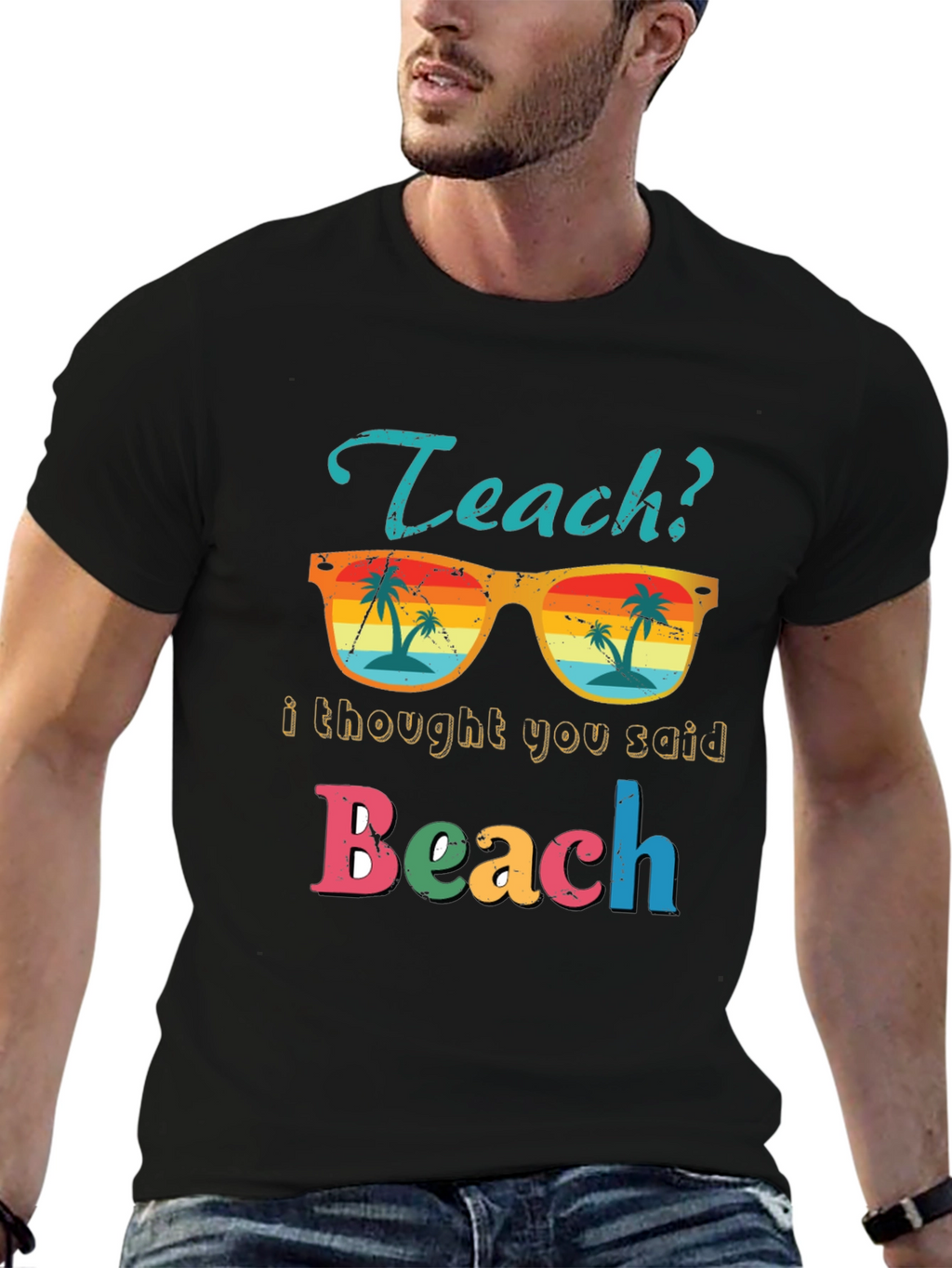 Teach Beach T-Shirt - Funny Teacher Summer Vacation Tee