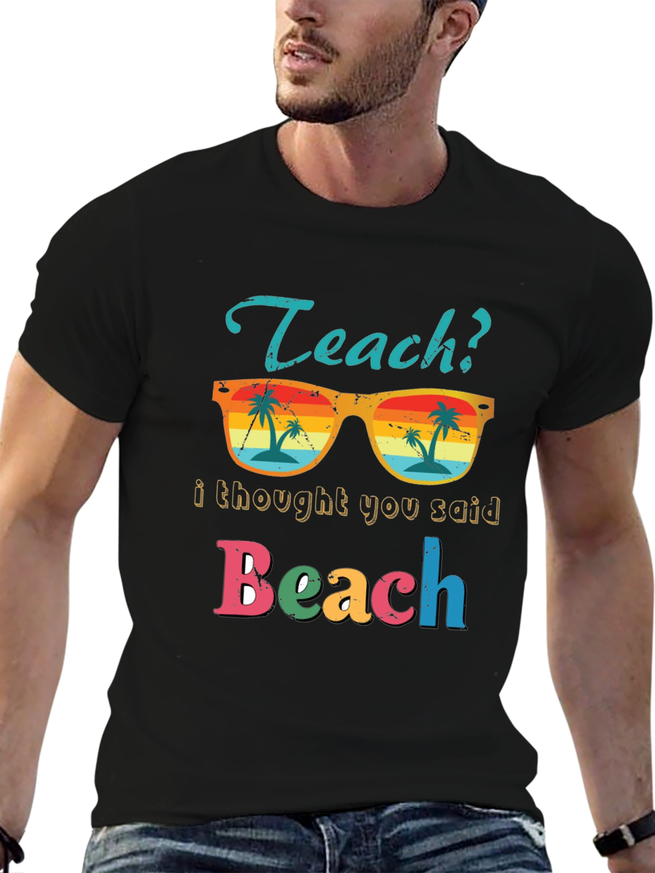 Teach Beach T-Shirt - Funny Teacher Summer Vacation Tee