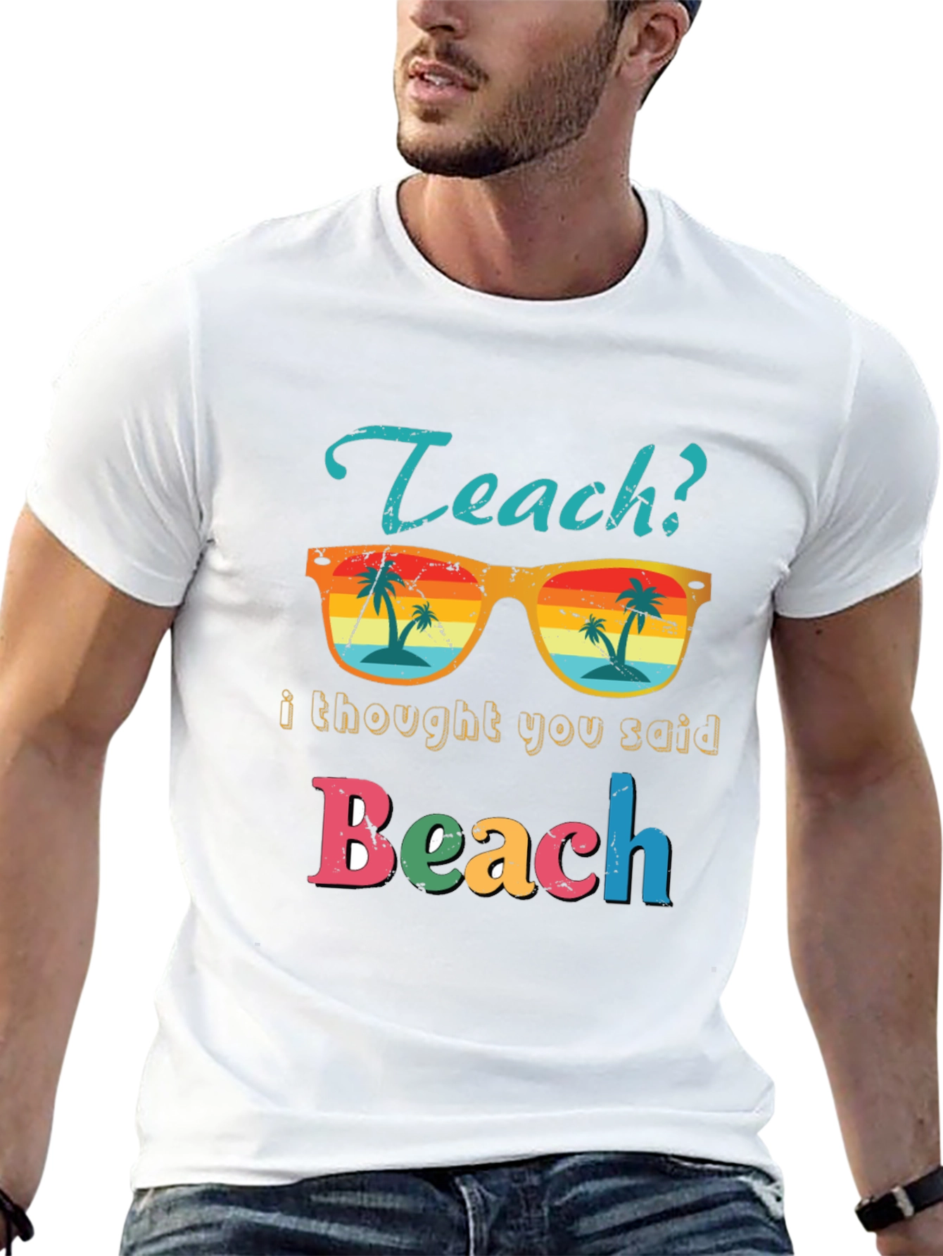 Teach Beach T-Shirt - Funny Teacher Summer Vacation Tee