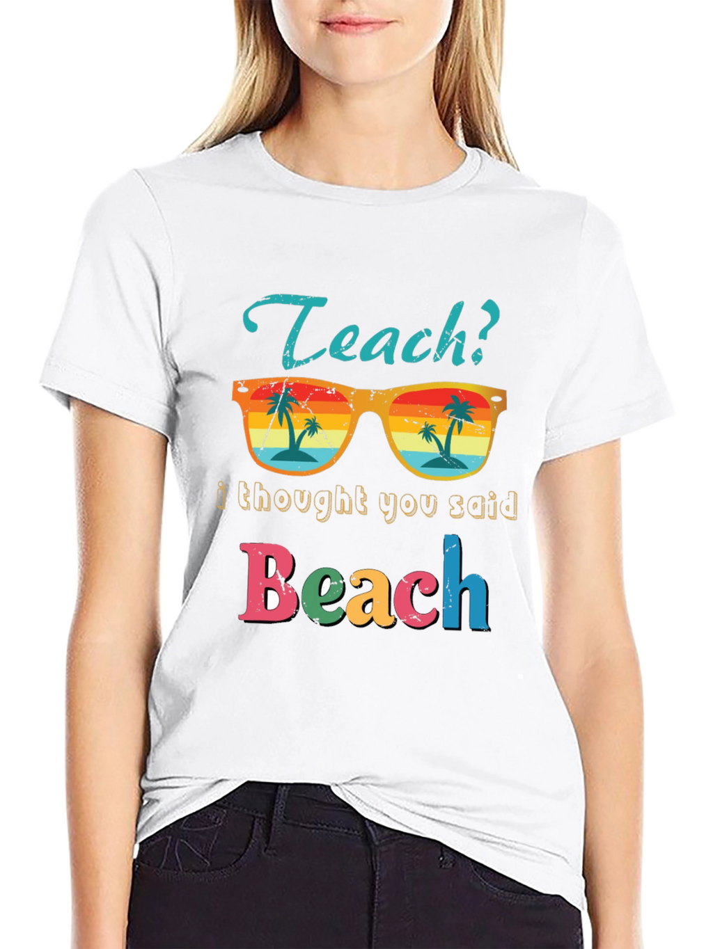 Teach Beach T-Shirt - Funny Teacher Summer Vacation Tee
