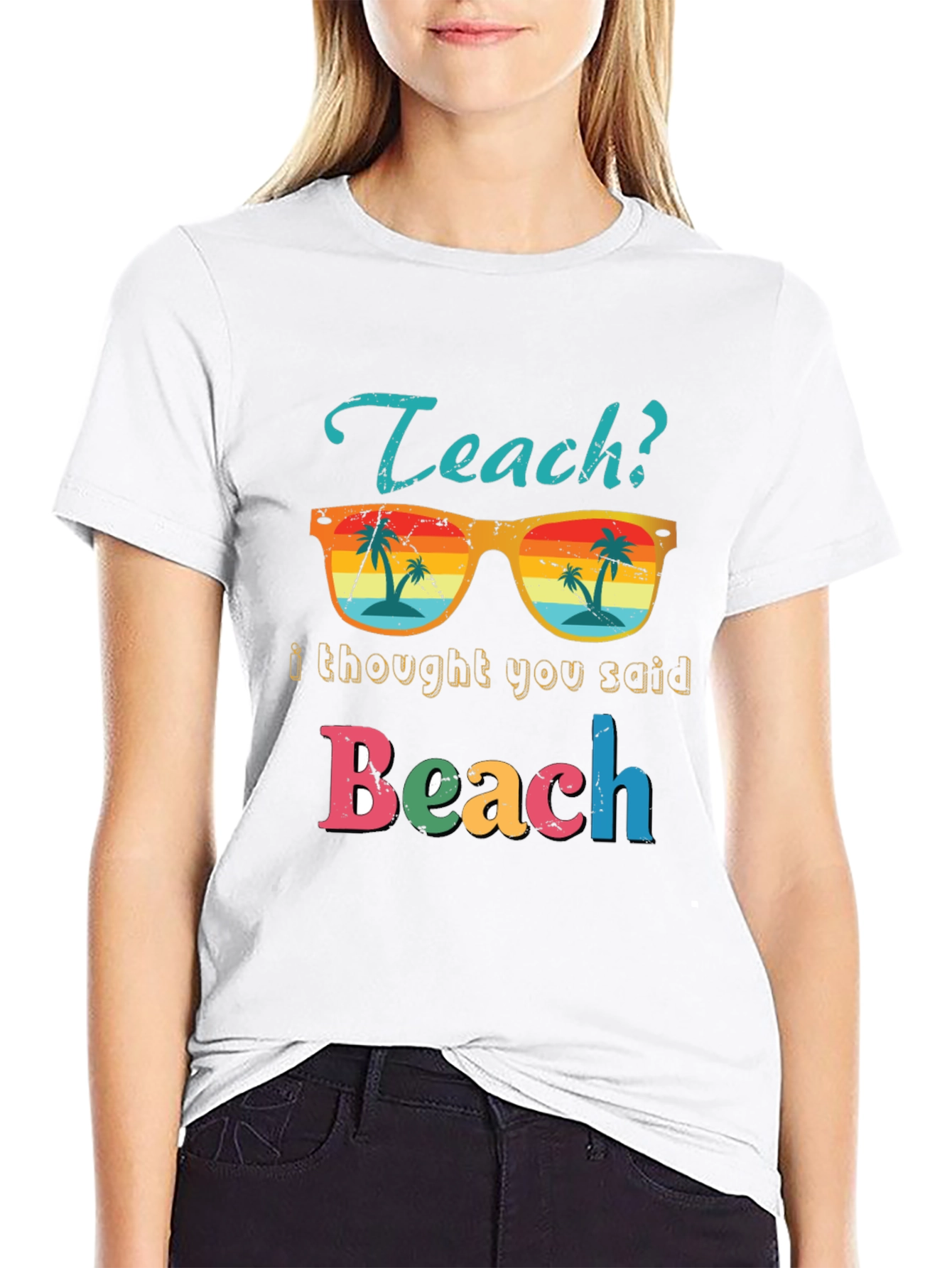 Teach Beach T-Shirt - Funny Teacher Summer Vacation Tee