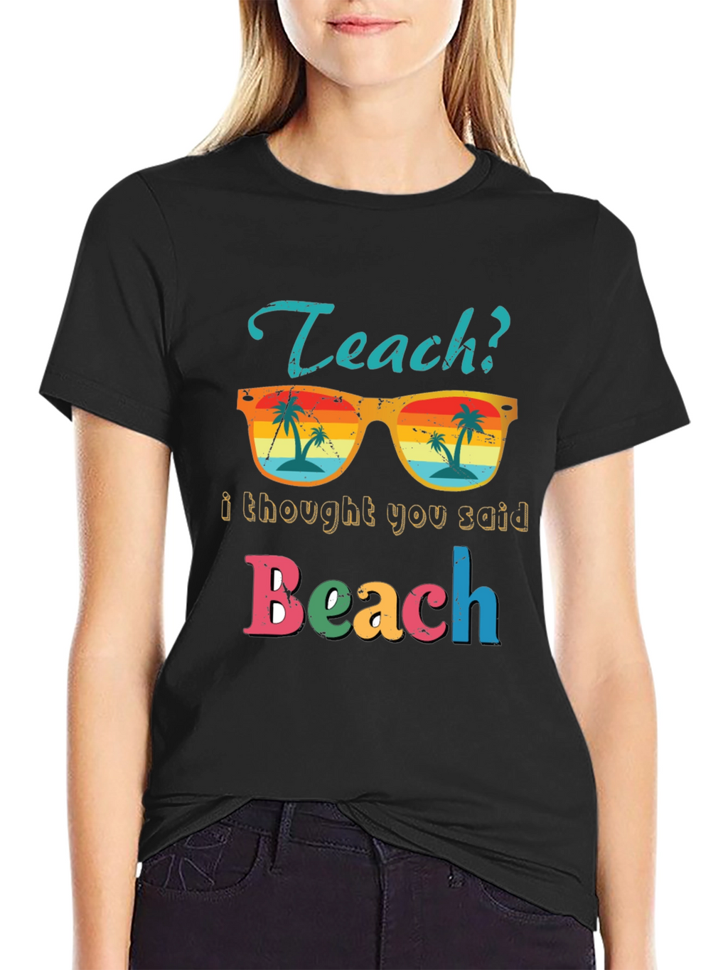 Teach Beach T-Shirt - Funny Teacher Summer Vacation Tee