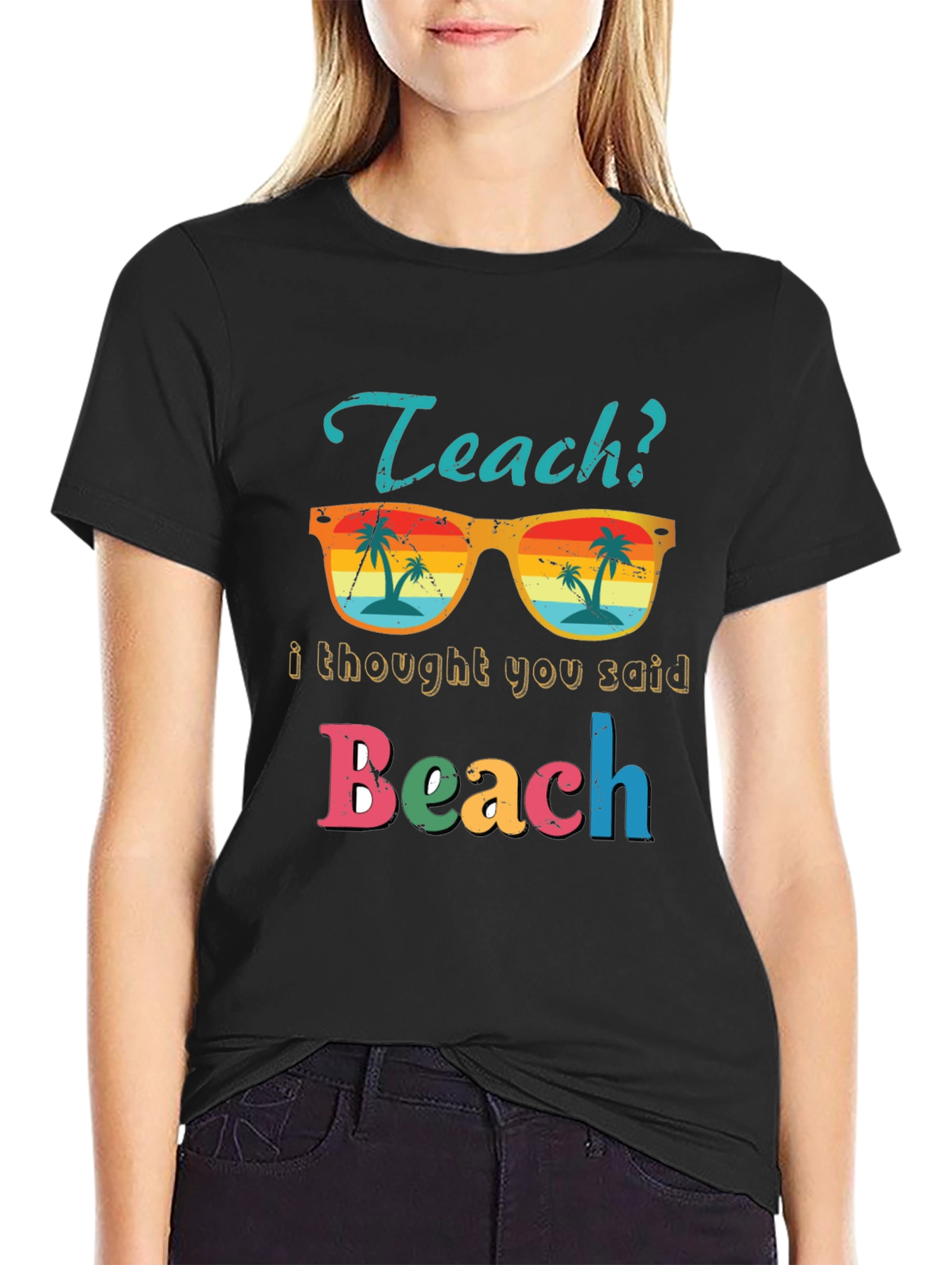 Teach Beach T-Shirt - Funny Teacher Summer Vacation Tee