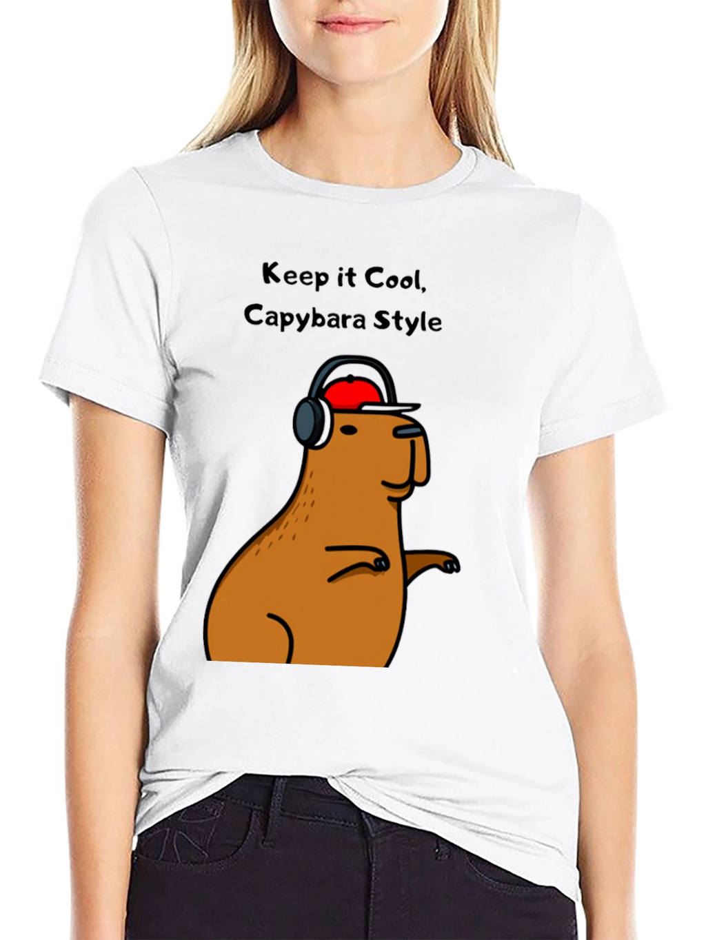 Cool Capybara Style Graphic Tee - Black