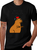 Cool Capybara Style Graphic Tee - Black