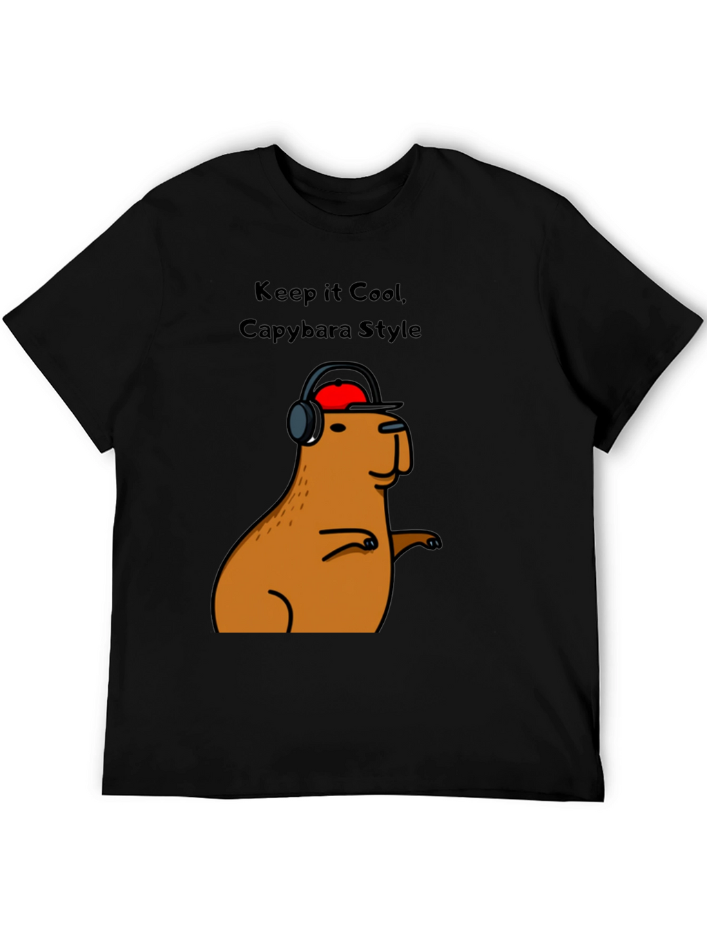 Cool Capybara Style Graphic Tee - Black