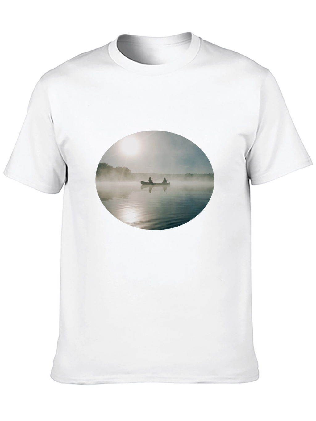 Foggy Lake Canoe T-Shirt - Nature Inspired Graphic Tee