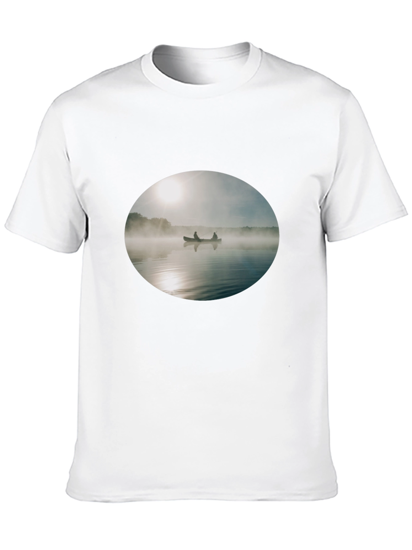 Foggy Lake Canoe T-Shirt - Nature Inspired Graphic Tee