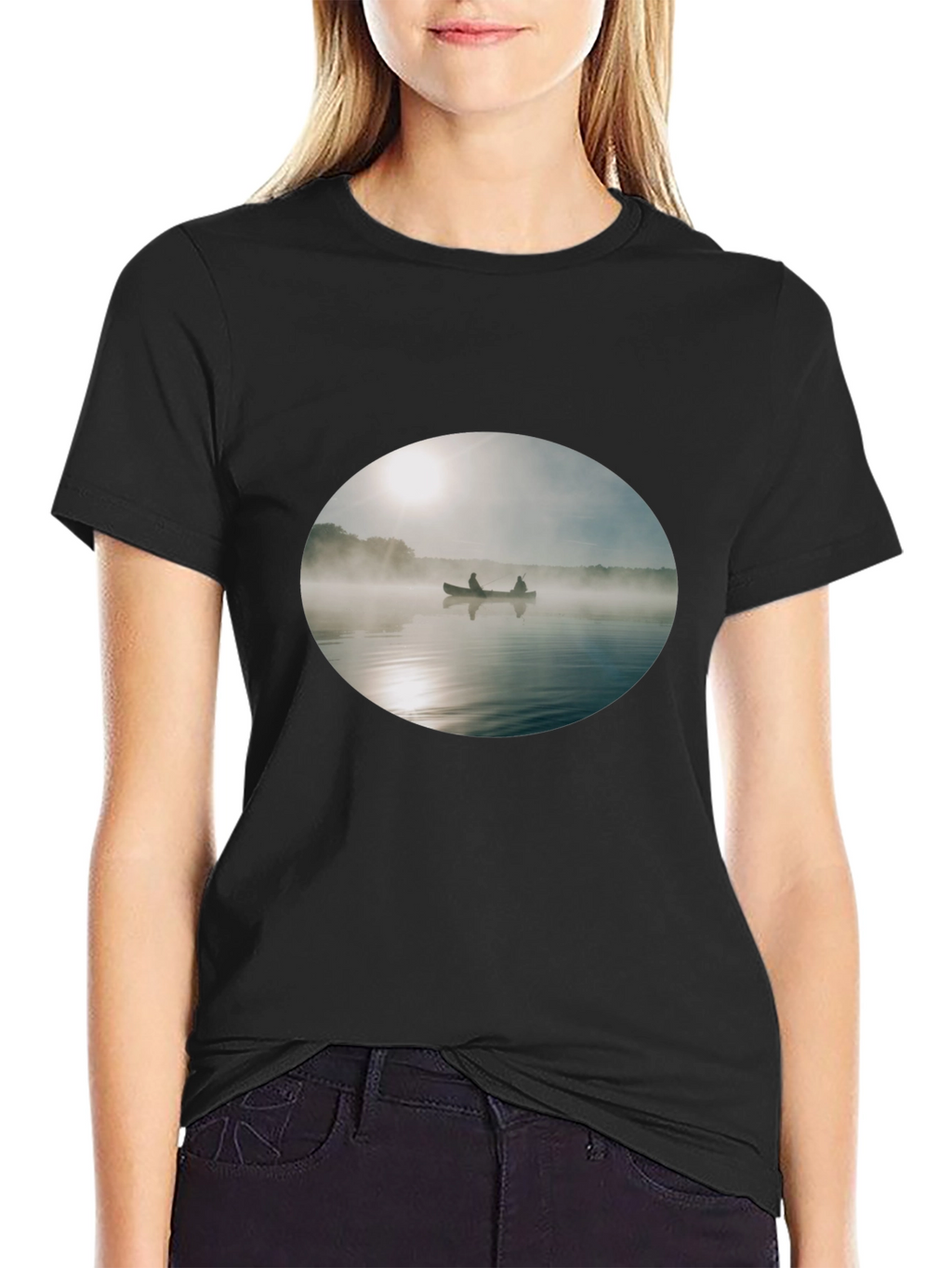 Foggy Lake Canoe T-Shirt - Nature Inspired Graphic Tee