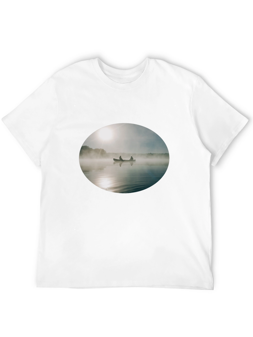 Foggy Lake Canoe T-Shirt - Nature Inspired Graphic Tee