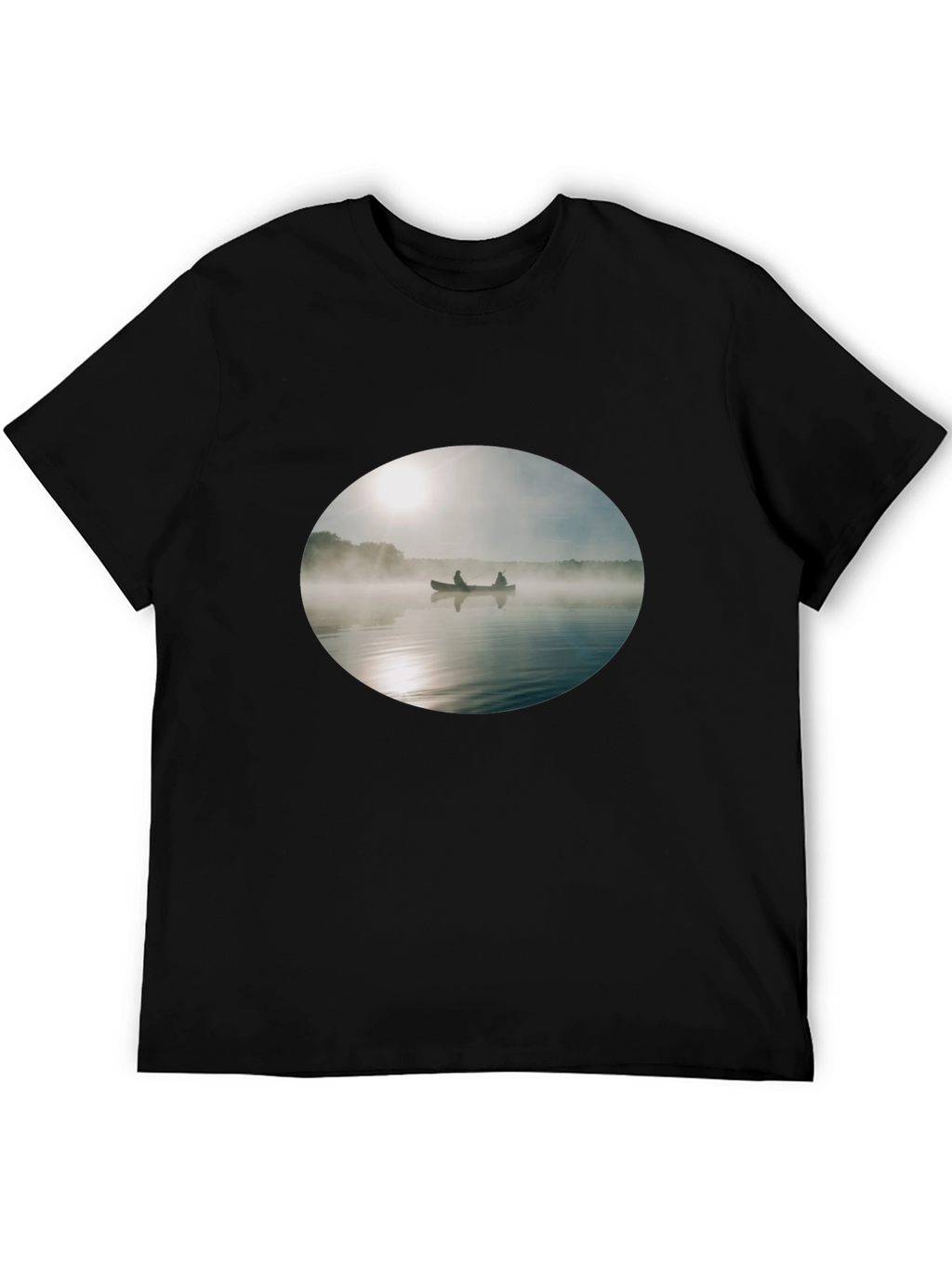 Foggy Lake Canoe T-Shirt - Nature Inspired Graphic Tee