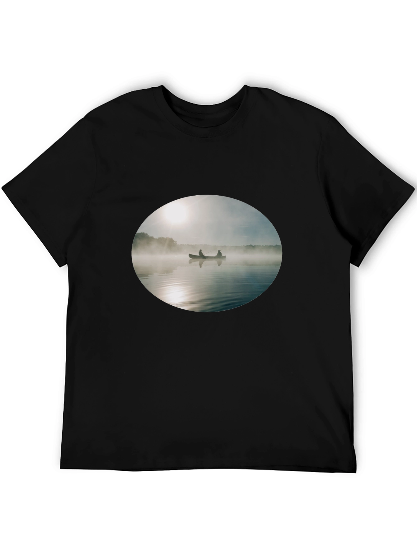 Foggy Lake Canoe T-Shirt - Nature Inspired Graphic Tee