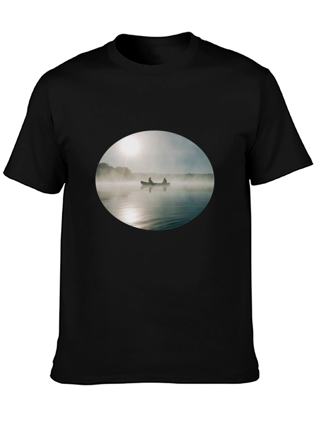 Foggy Lake Canoe T-Shirt - Nature Inspired Graphic Tee