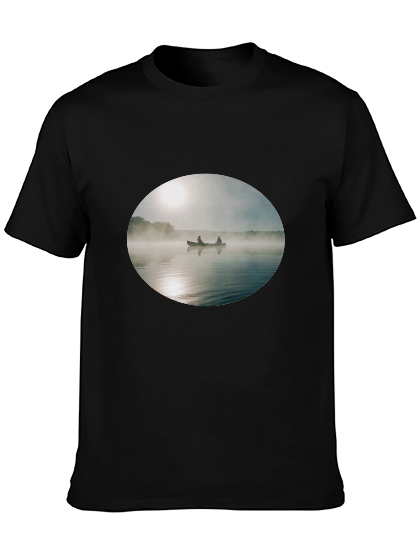 Foggy Lake Canoe T-Shirt - Nature Inspired Graphic Tee