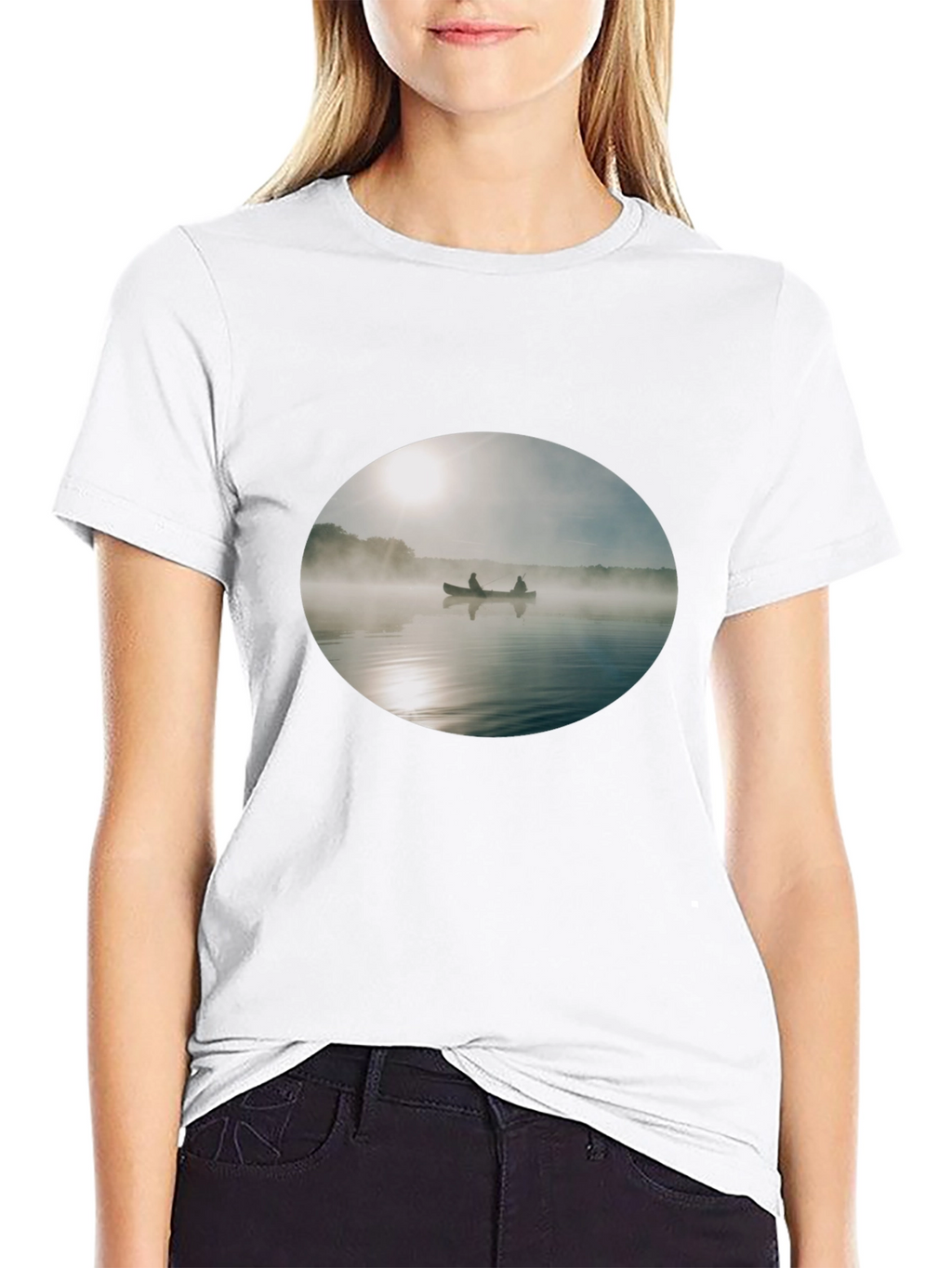 Foggy Lake Canoe T-Shirt - Nature Inspired Graphic Tee