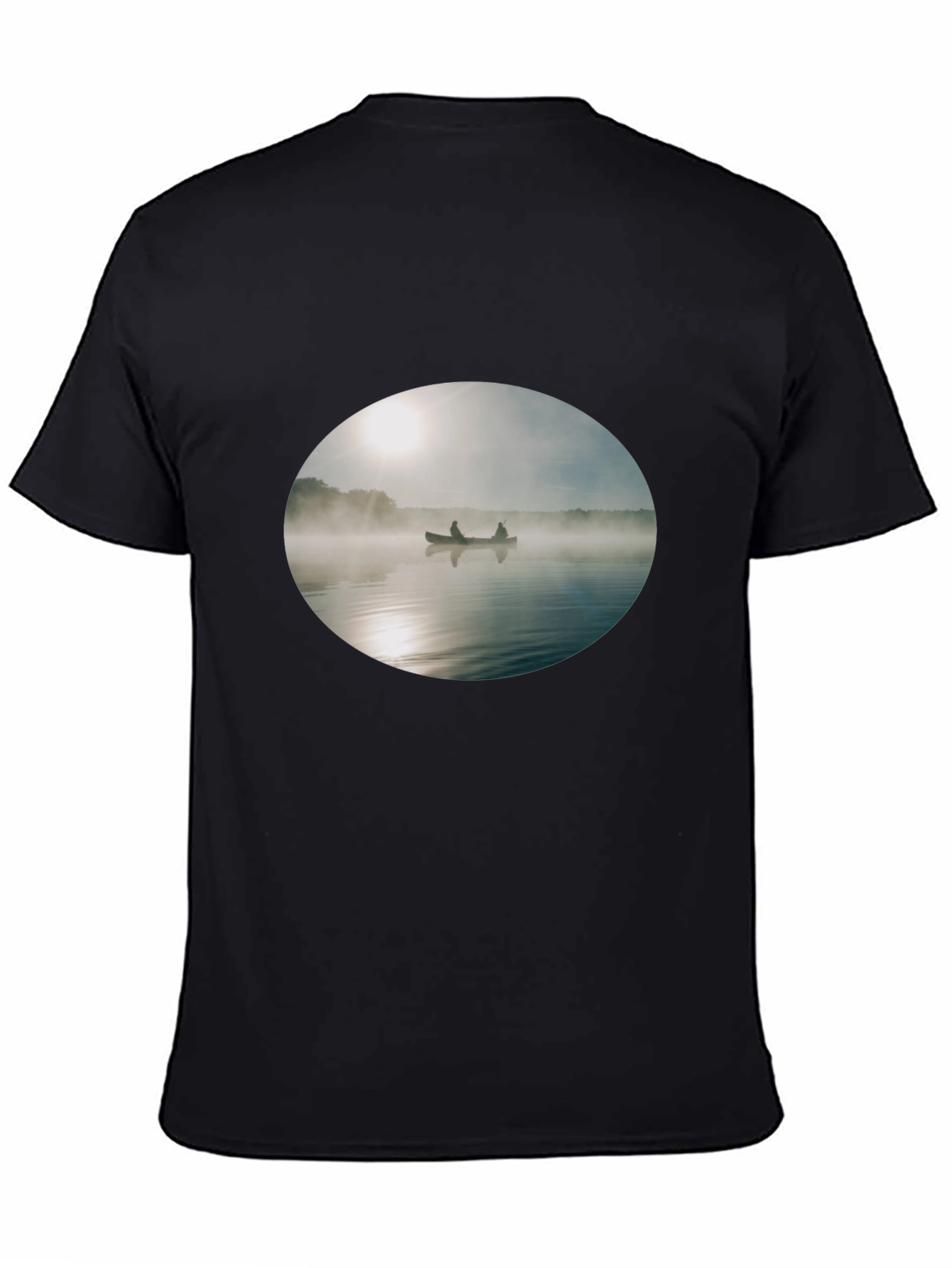 Foggy Lake Canoe T-Shirt - Nature Inspired Graphic Tee