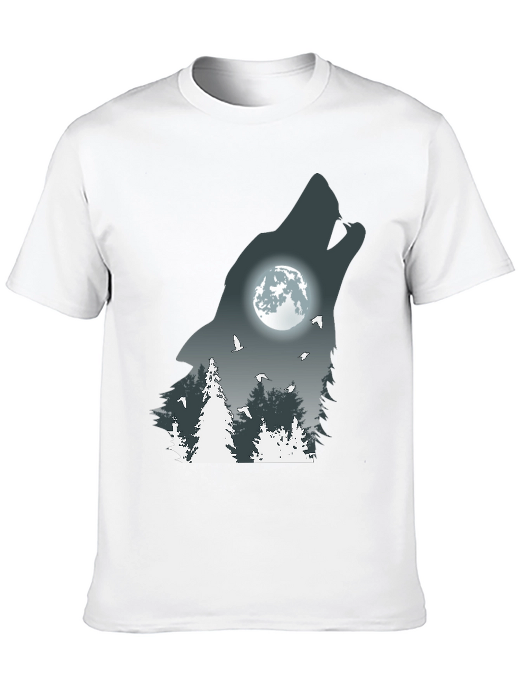 Wolf Howling Moon Graphic T-Shirt