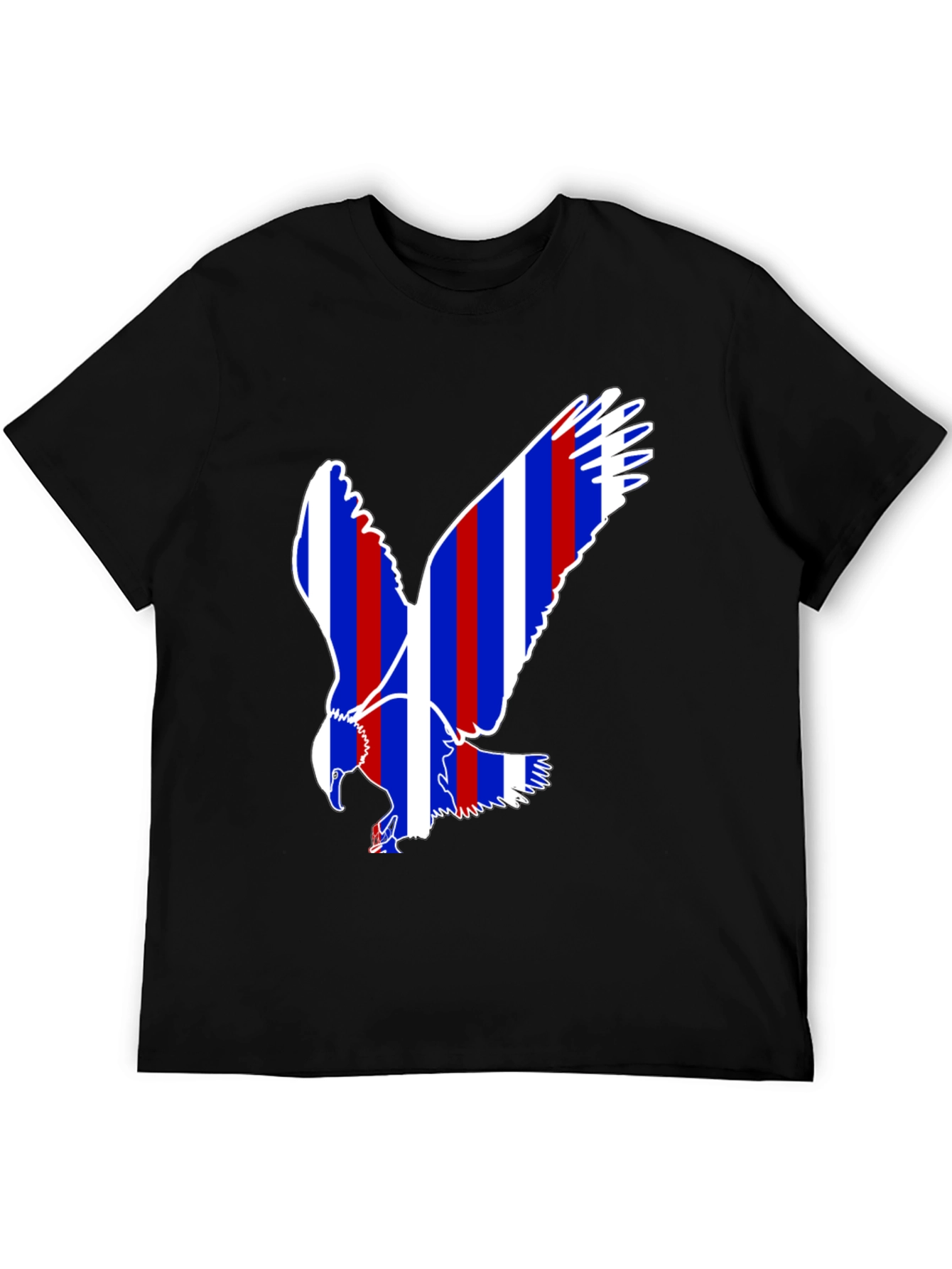 Patriotic Eagle Graphic Tee - Black Cotton Blend
