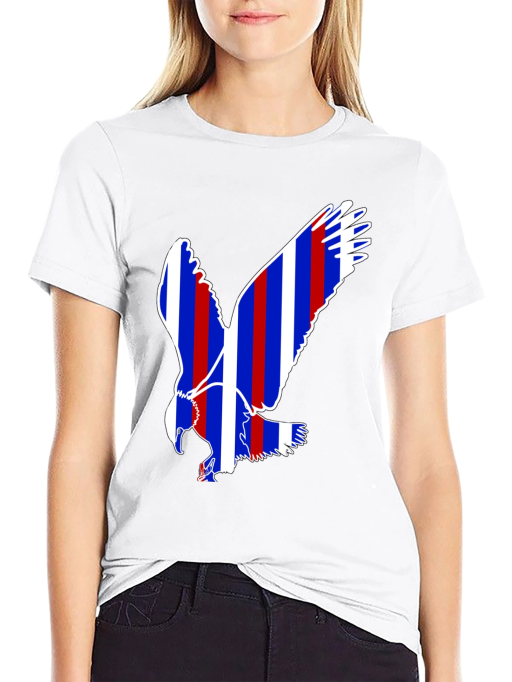Patriotic Eagle Graphic Tee - Black Cotton Blend