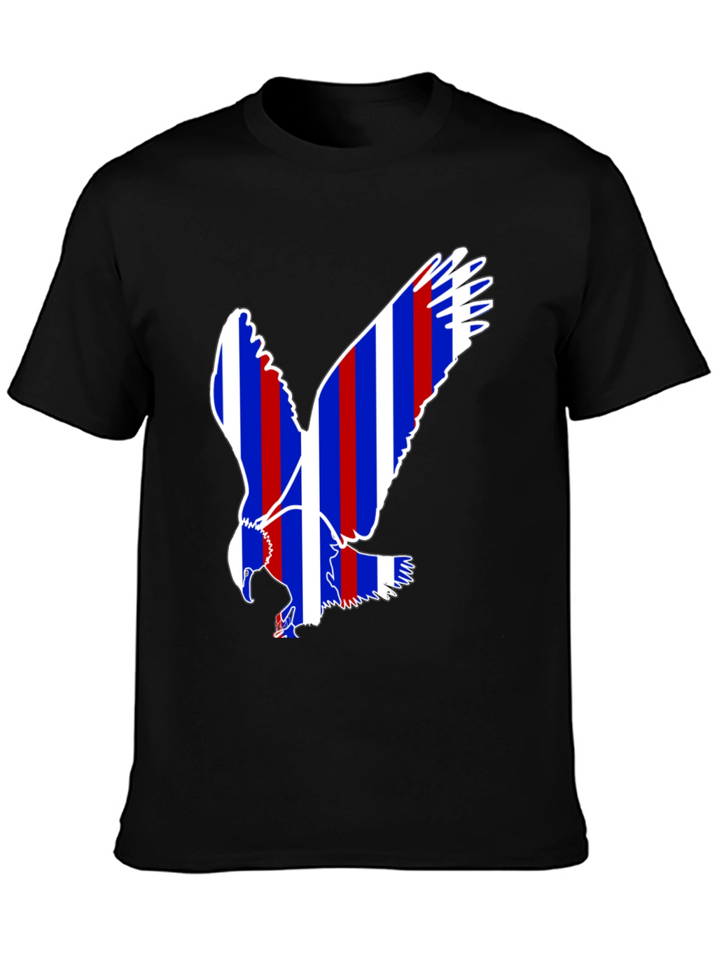 Patriotic Eagle Graphic Tee - Black Cotton Blend