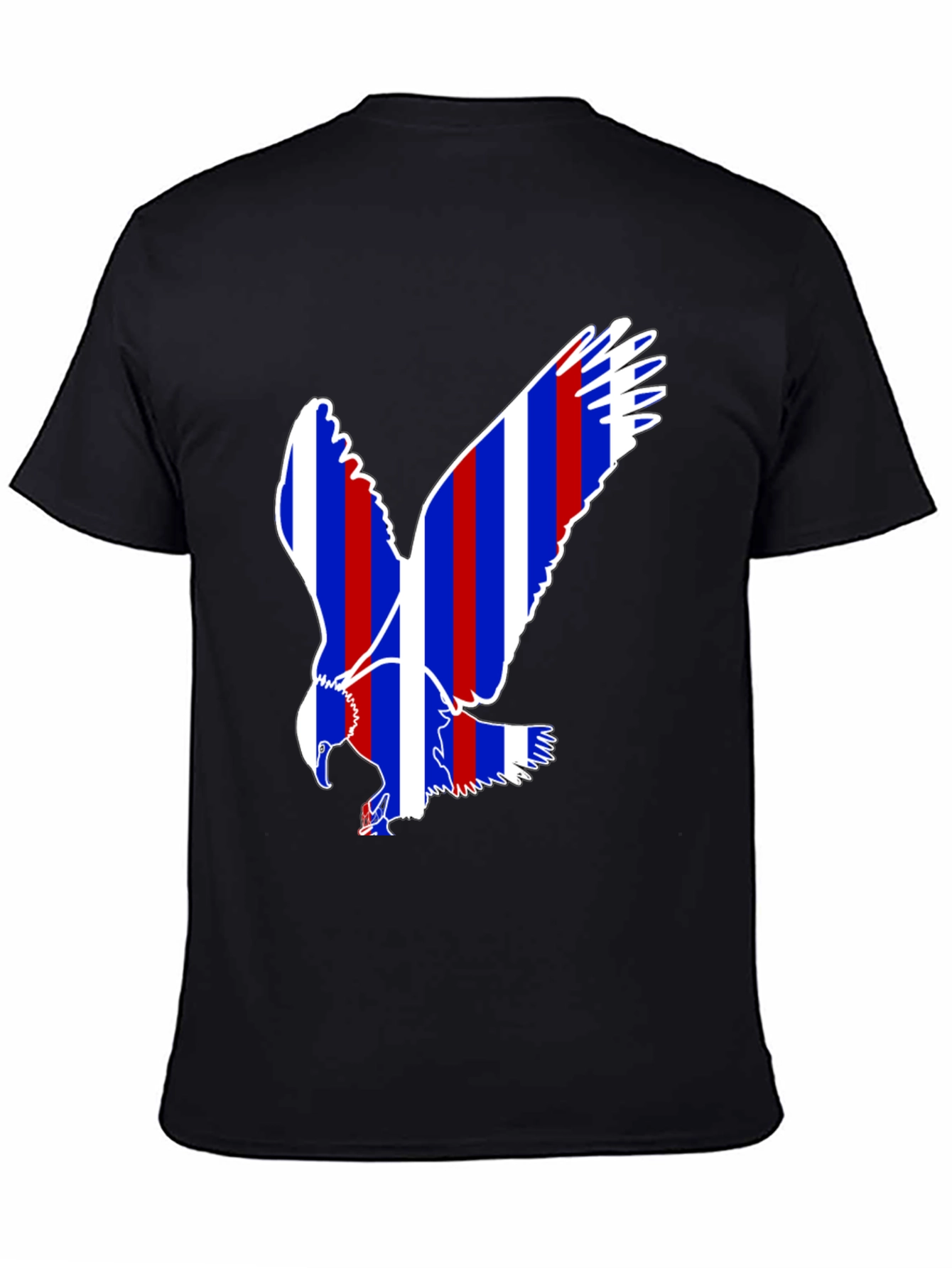 Patriotic Eagle Graphic Tee - Black Cotton Blend