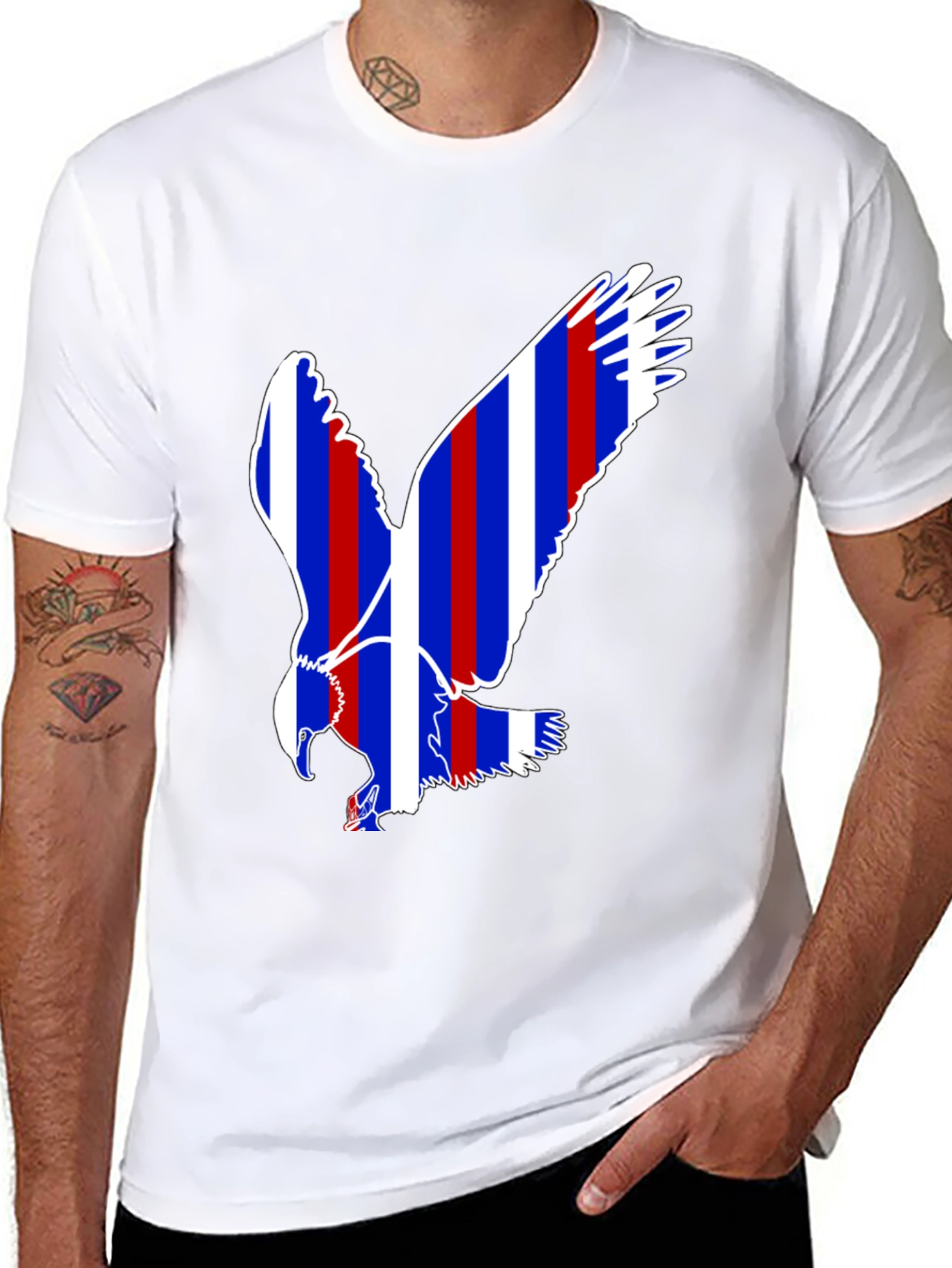 Patriotic Eagle Graphic Tee - Black Cotton Blend