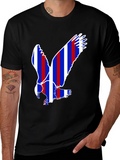 Patriotic Eagle Graphic Tee - Black Cotton Blend