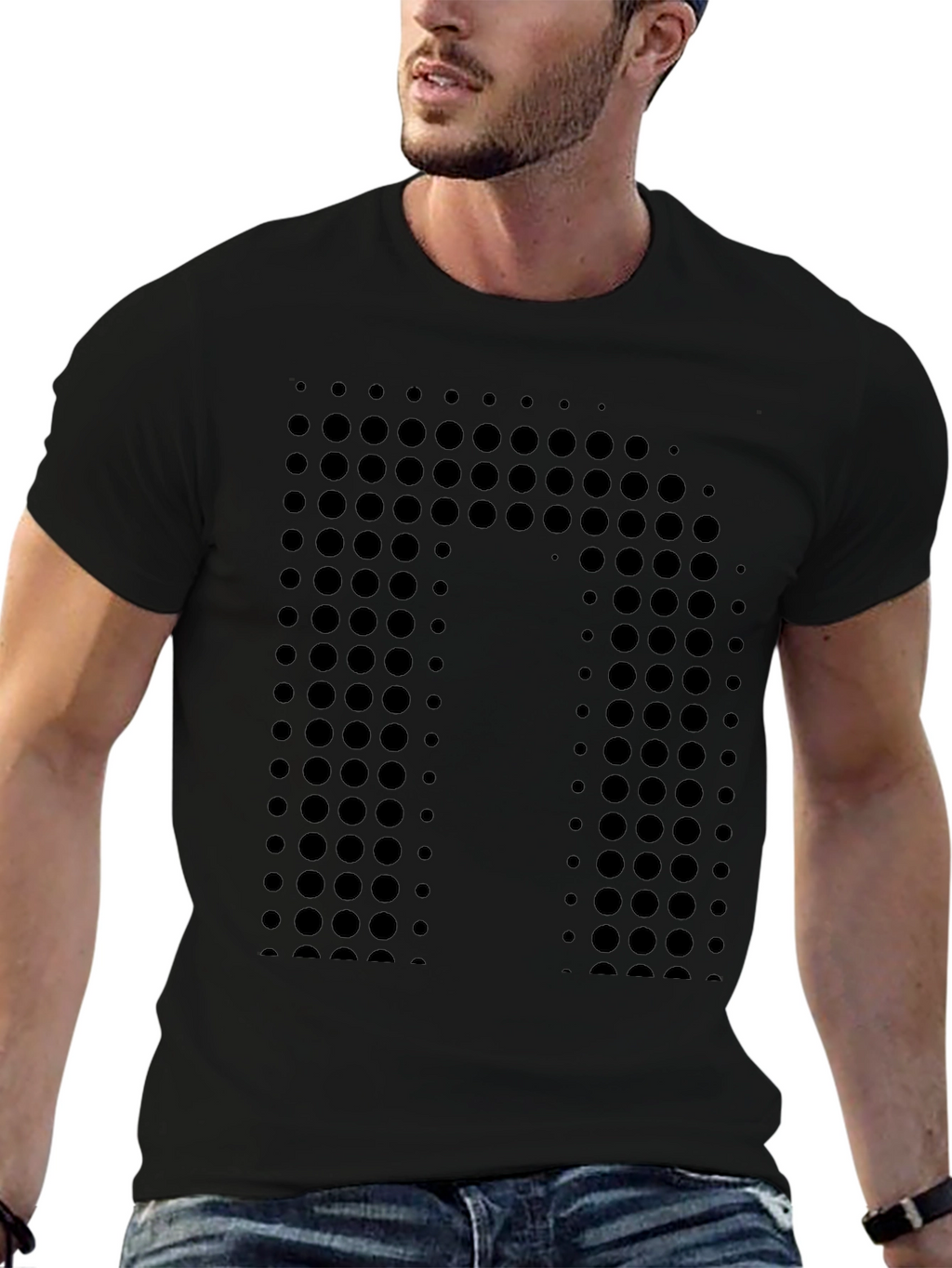 Modern Dot-Pattern Black T-Shirt