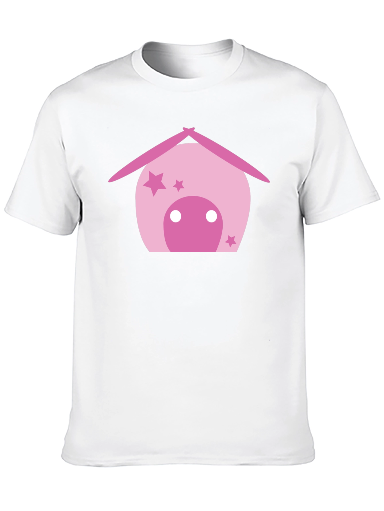 Cute Pink House Graphic Black T-Shirt