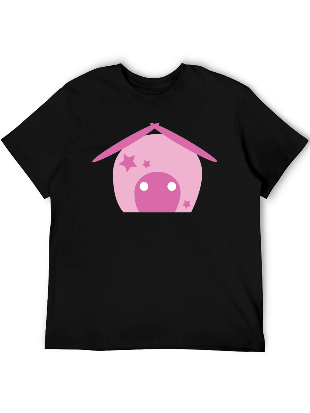 Cute Pink House Graphic Black T-Shirt