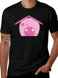 Cute Pink House Graphic Black T-Shirt