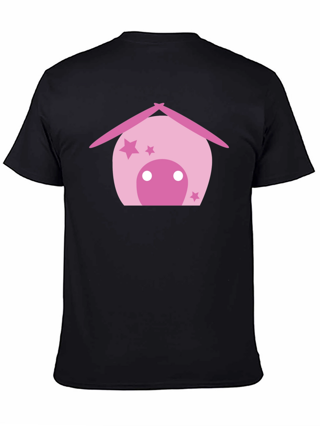 Cute Pink House Graphic Black T-Shirt